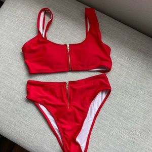 Red high waisted bikini